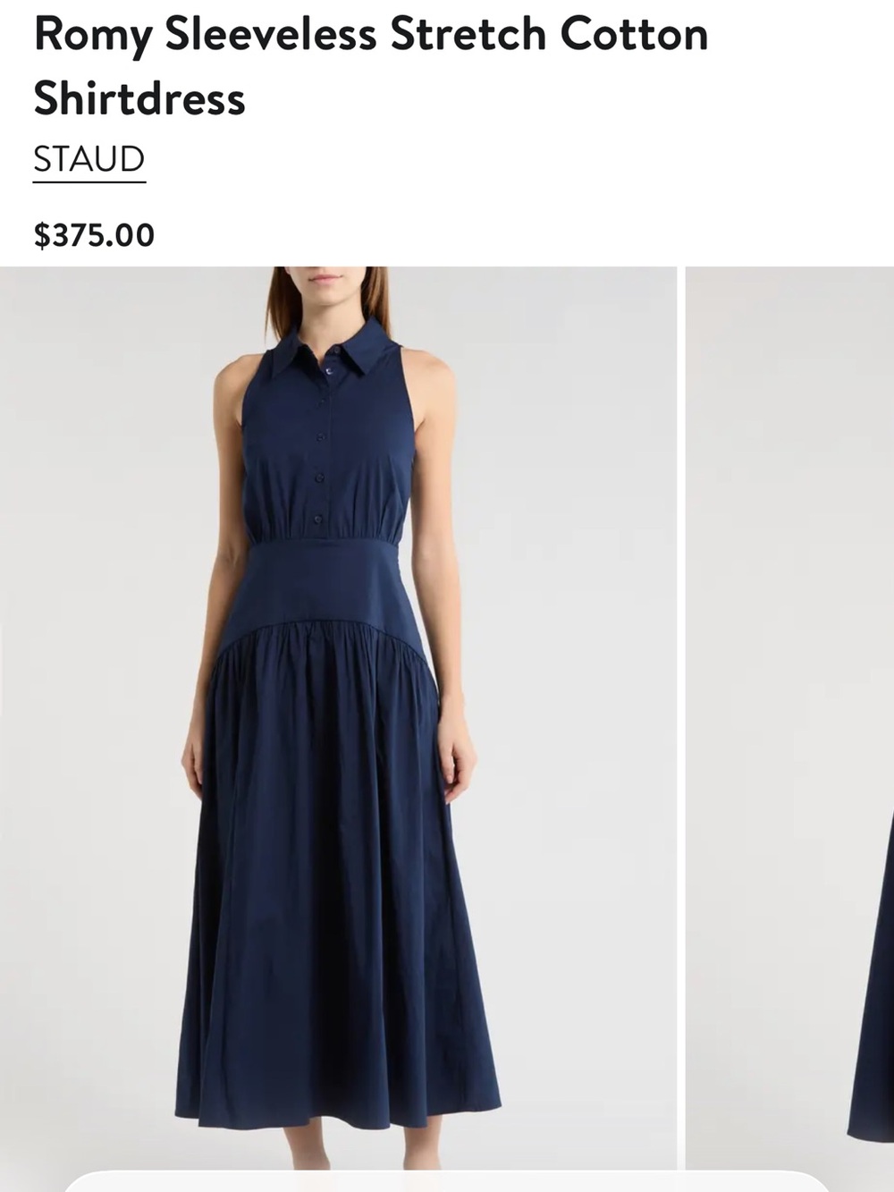 STAUD Navy Blue Button-Front Dress size 12